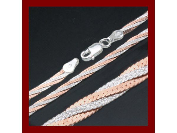 Catenine: 42cm elegantes Collier 3.3mm Silber 925 bicolor – Nuovo e nell'imballaggio originale da Illnau venduto da Demoniac