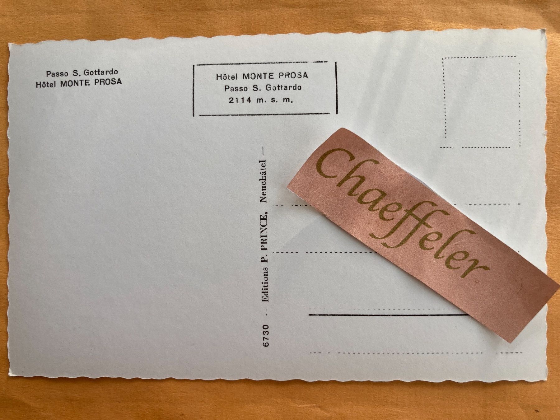 Cartoline postali: Passo S. Gottardo Hôtel Monte Prosa – Usato da Zürich venduto da Chaeffeler 1