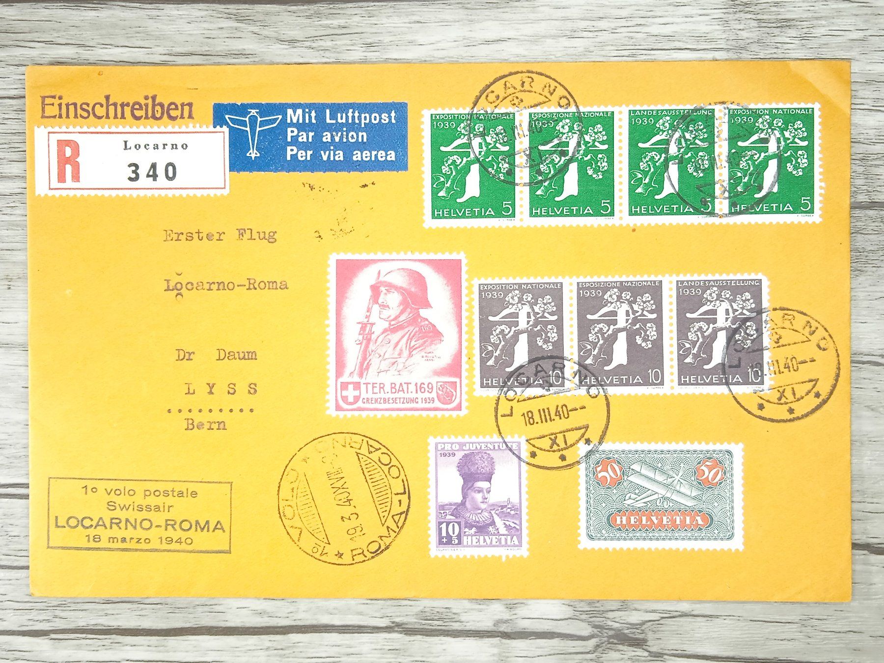 Tutti i francobolli: TR15 Enveloppe + Timbre Suisse 1940 – Usato da Cousset venduto da Patrick_Collections