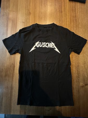 T-Shirt Güsche / Gurten schwarz mit Aufdruck