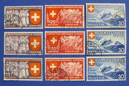 Landesausstellung Zürich 1939 Nr.219-227- 3 Serien d./f./i.