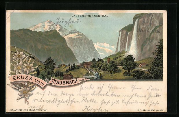 Cartoline postali: Litho Staubbach, Blick ins Lauterbrunnen – Usato da Berlin venduto da bartko-reher