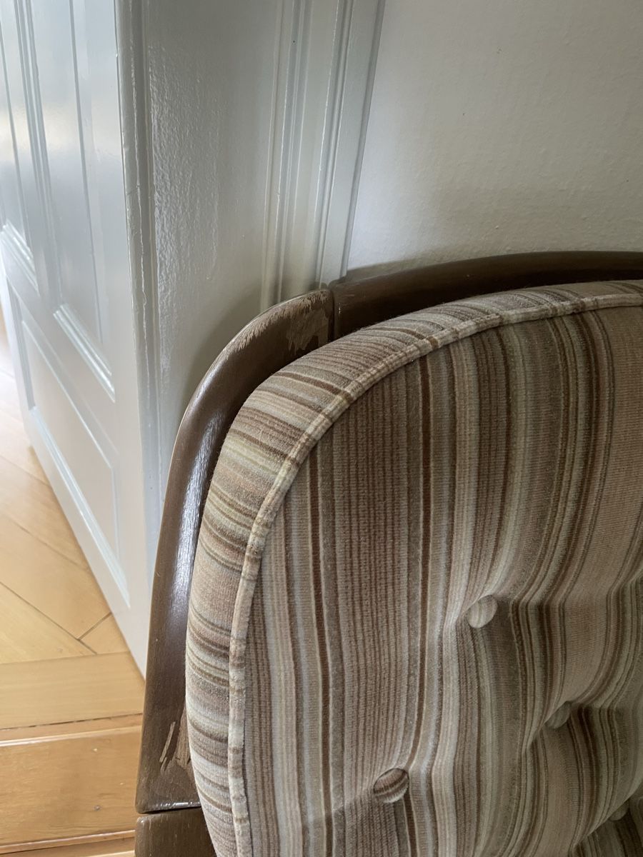 Divani: Vintage Sofa gestreift mit Massivholz – Usato da Winterthur venduto da LF1005 2
