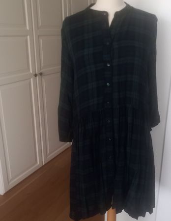 Kleid dunkelgrün blau kariert Gr. L 40