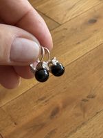 Orecchini argento 925 pietra nera e zirconia
