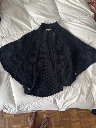 Poncho Burberry London Noir en maille tressée, taille unique