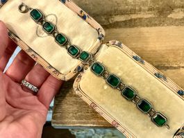 JUGENDSTIL ARMBAND VERSILBERT MIT STRASSSTEINE, FRANCE,1900