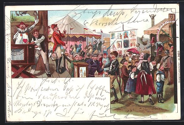 Cartoline postali: Litho Leierkastenmann auf einem Volksfes – Usato da Berlin venduto da bartko-reher