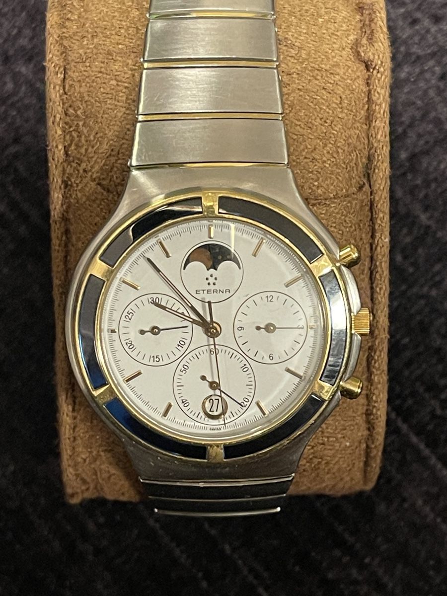 Eterna Orologi: Eterna AIR FORCE A072  Mondphase Chronograph Stahl/Gold – Usato da Untersiggenthal venduto da kaanzurich 1