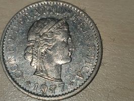 5 Räppler 1977, Schweizer Rappen, 5-Räppler, 77, pocketmoney