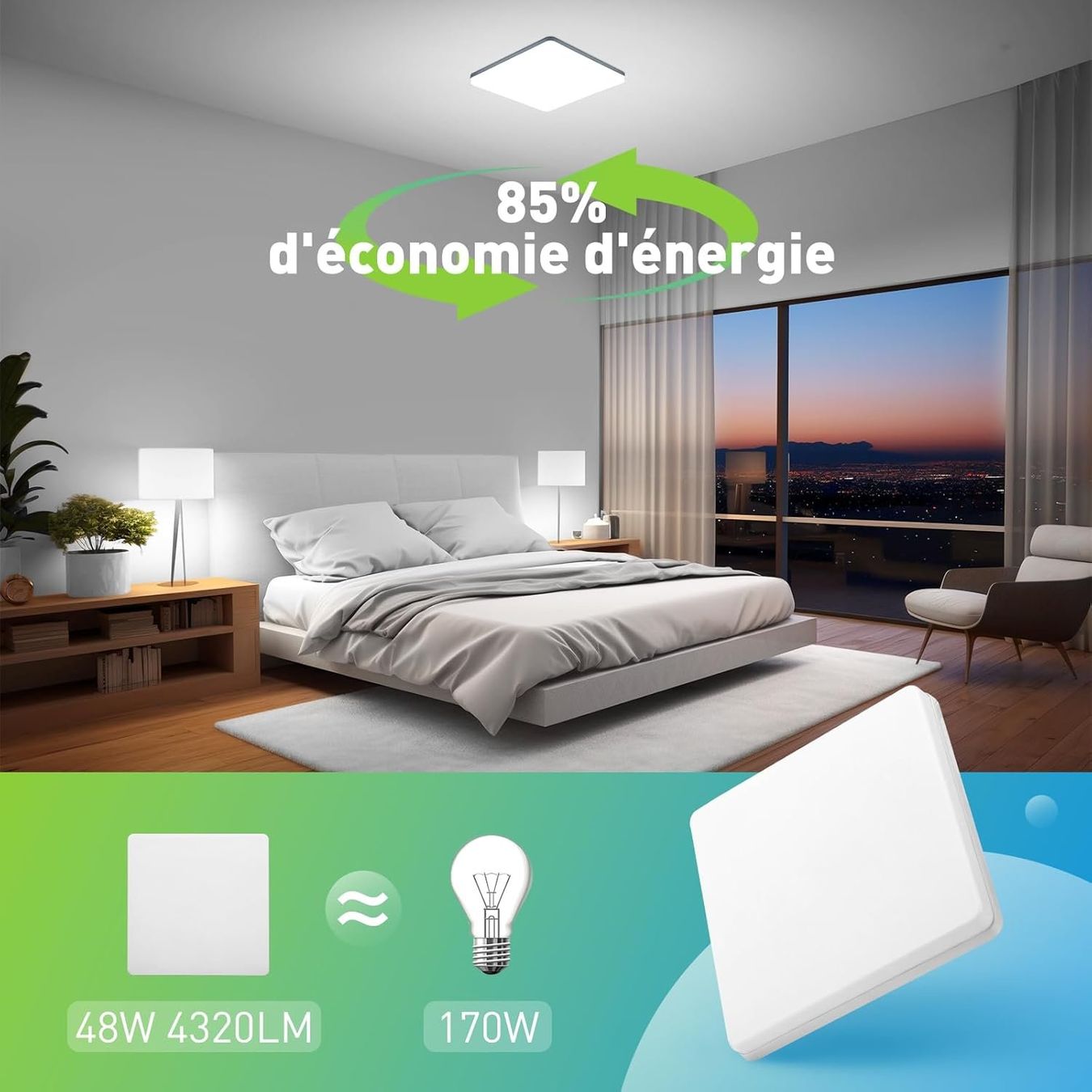 Kronleuchter & Deckenlampen: LED Deckenleuchte Flachpanel Wohnzimmer Schlafzimmer Buro – Neu (gemäss Beschreibung) aus Genève von Top-Trend 4