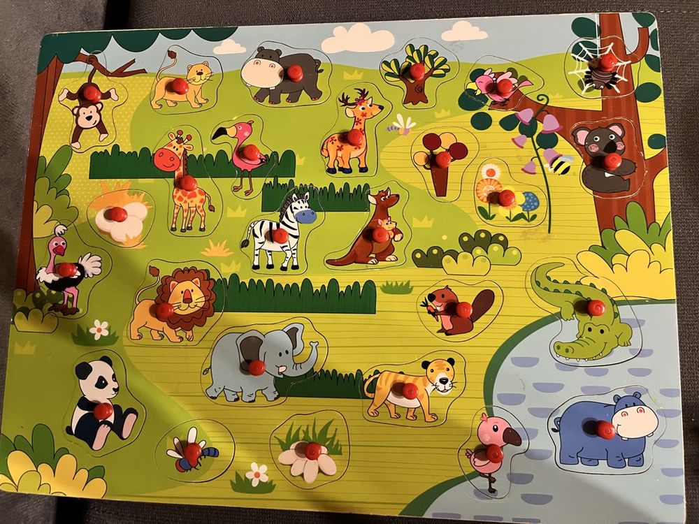 Bigjigs Toys Steckpuzzle Safari – Erstes Puzzle Für Kinder Ab 1 Jahr Mit 4 Tieren