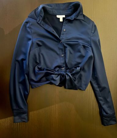 Topshop Crop-Bluse Dunkelblau, Größe Tall 40, neuwertig