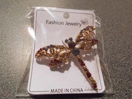 Brosche Libelle, Fashion, goldfarbig