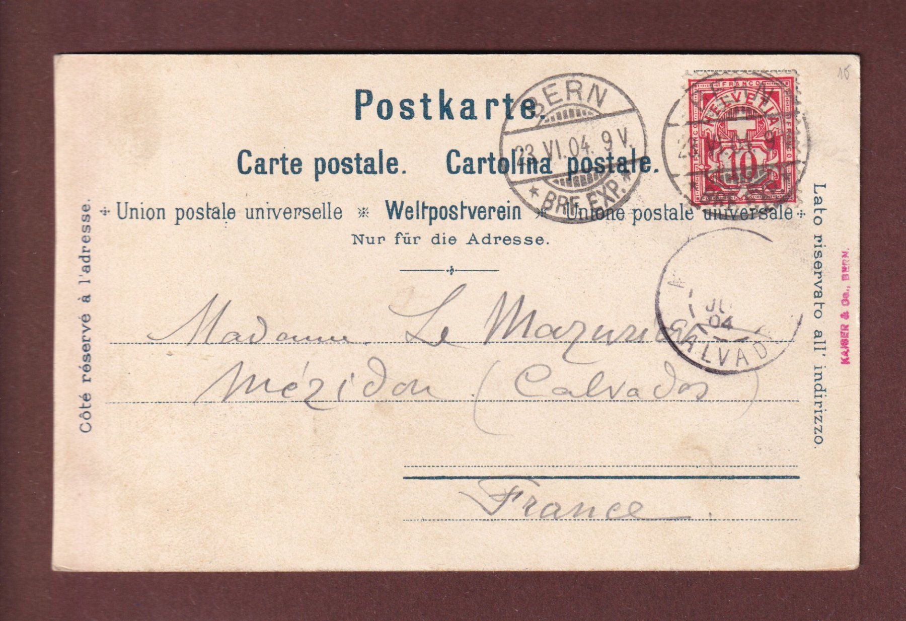 Cartes postales: BERN - Blick vom Altenberg - 1904 – D'occasion à Pully par nicecards-shop 1