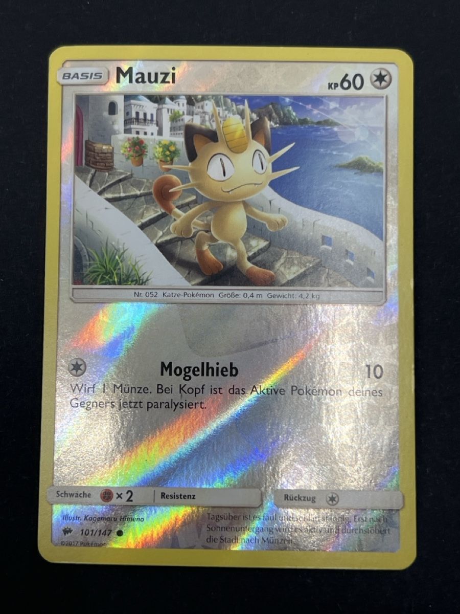Pokémon Sammelbilder & Trading cards: Mauzi Reverse Holo Pokemon Karte 🇩🇪 101/147 – Gebraucht aus Diegten von 5shop7