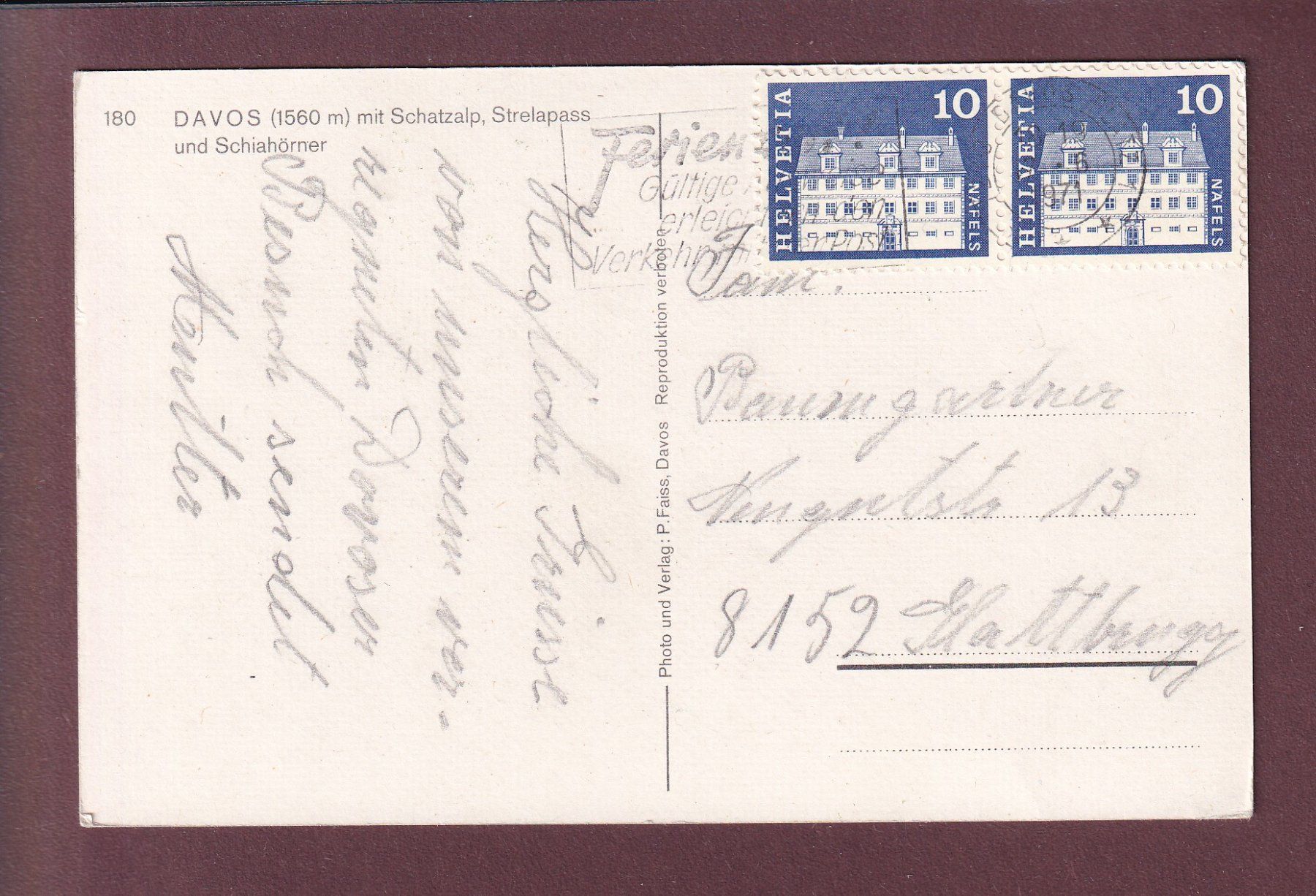 Ansichtskarten: DAVOS - Schatzalp - 1971 – Gebraucht aus Pully von nicecards 1