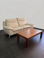 Hochwertiges Ledersofa Set 2er & 3er inkl. Salontisch Holz