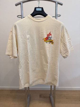 Cremefarbenes T-Shirt mit Motiv oversize Gr. S