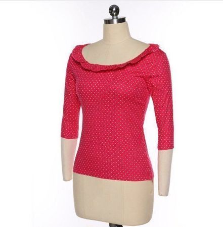 NEUES Blusenshirt rot-weiss Polka dot Gr. XS - 801145