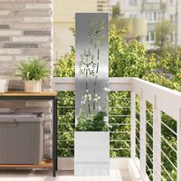 vidaXL Garten Sichtschutz-Leinwand Floral Silber 32 x 140 cm