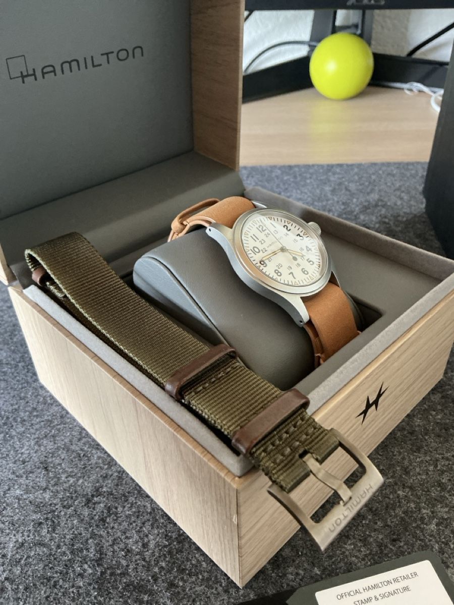 Hamilton Montres: Hamilton Khaki Field Mechanical 38mm+nato cuir strap – Neuf (Voir description) à Estavayer-le-Lac par Shampou46 2