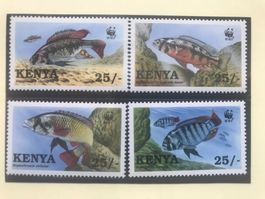 Kenia 1997 Satz WWF Buntbarsche Victoriasee postfrisch