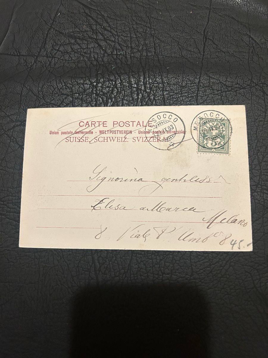 Ansichtskarten: Saluti da Mesocco 1903 – Gebraucht aus Breganzona von Milesbo 1