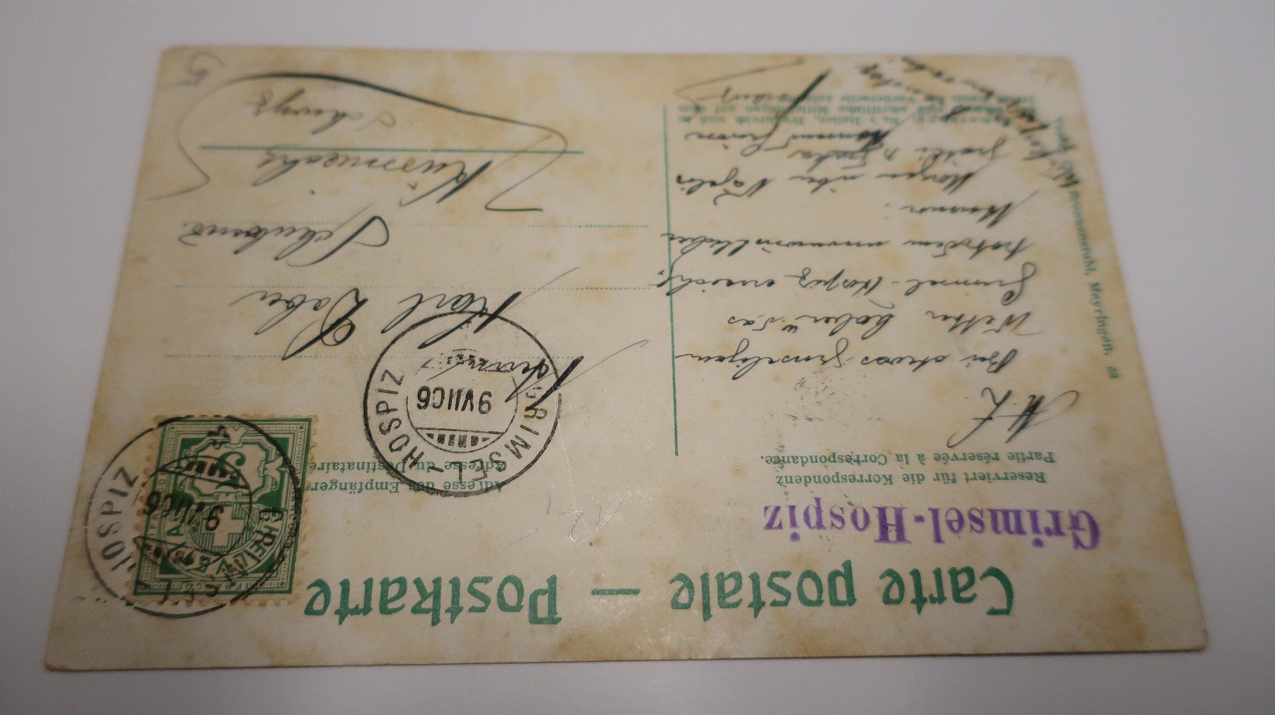Cartoline postali: Grimsel Hospiz  1906 – Usato da Cormoret venduto da Pascalll2001 2