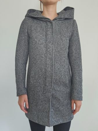Grauer Übergangsmantel mit Kapuze, Grösse S