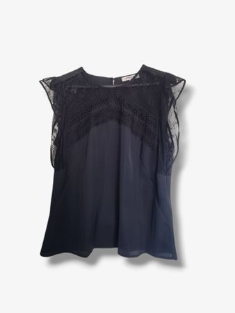 Blouse Morgan noir avec dentelle, taille 44 FR, 42 CH