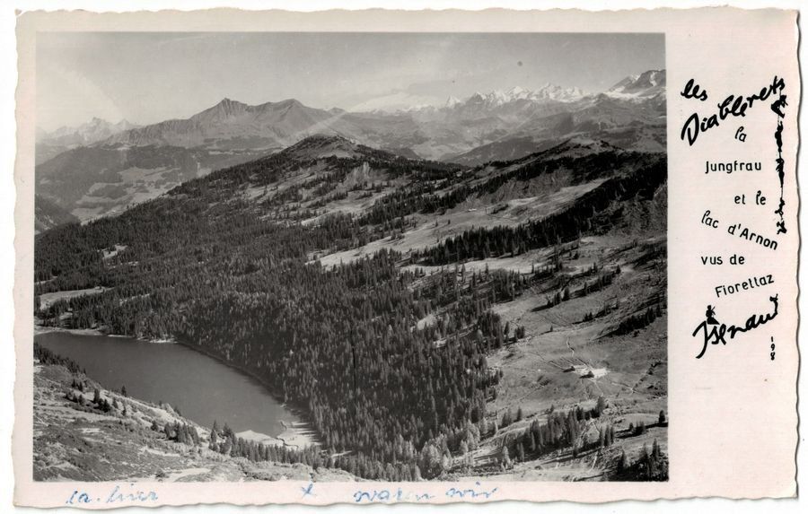 Cartoline postali: Lac d'Arnon vu de Fiorettaz, circulée 1958 – Usato da Frauenfeld venduto da POML