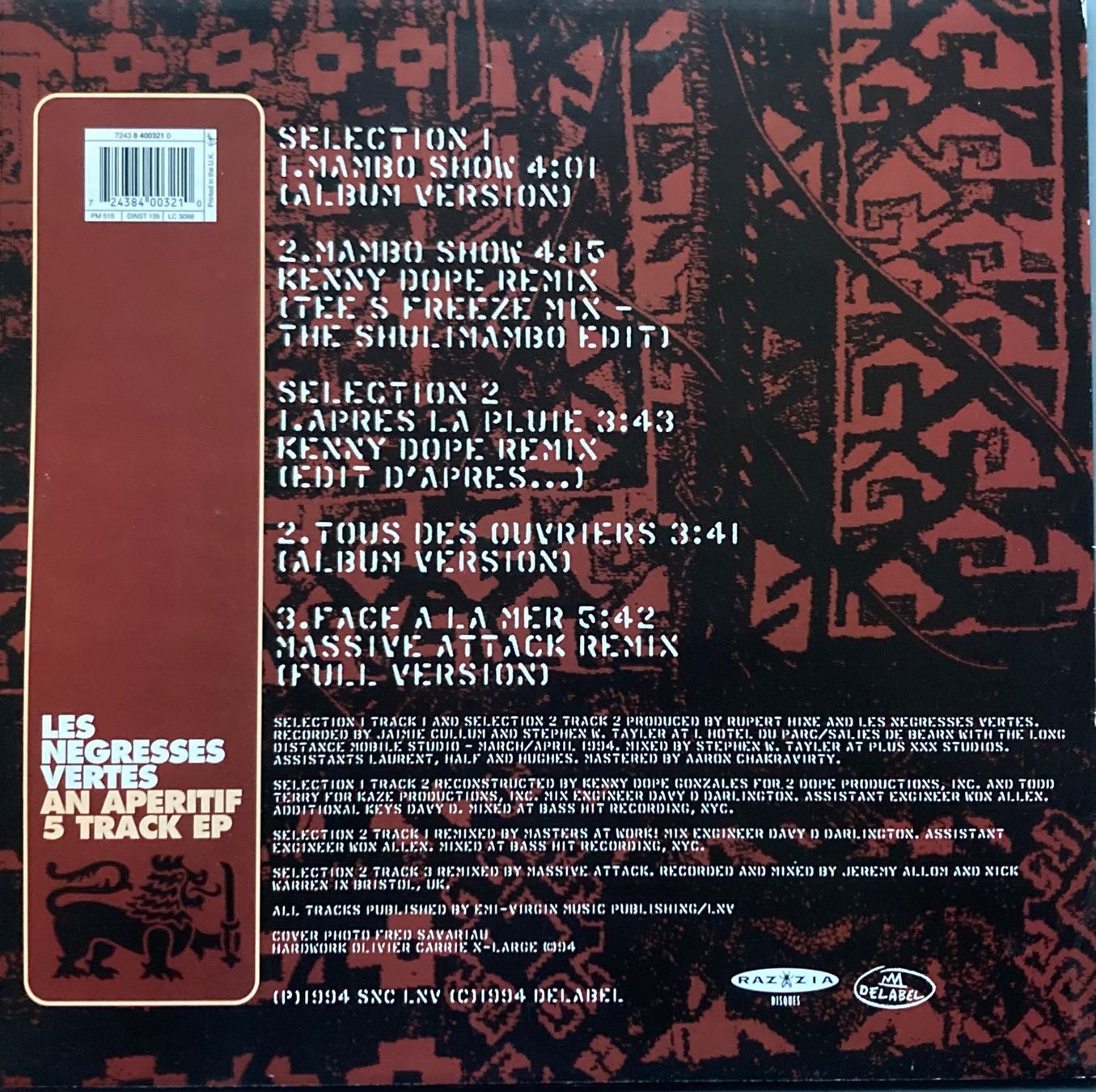 Vinyles: LES NEGRESSES VERTE - AN APERITIF 5 TRACK EP – D'occasion à Poliez-Pittet par Newtown-Records 1