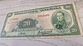 20 Bolivares Venezuela 1958 Banknote guter Zustand