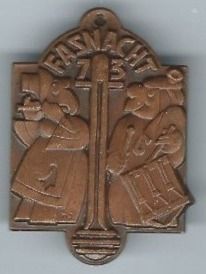Basler Placchette & Badge: Fasnachtsplakette Basel, "Blaggedde" 1973 (Bronce) – Usato da Zürich venduto da t24_de