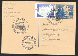 Eisenbahn Sonderkarte S. 1654 Fahrt Baden-Zürich 8.8.1997