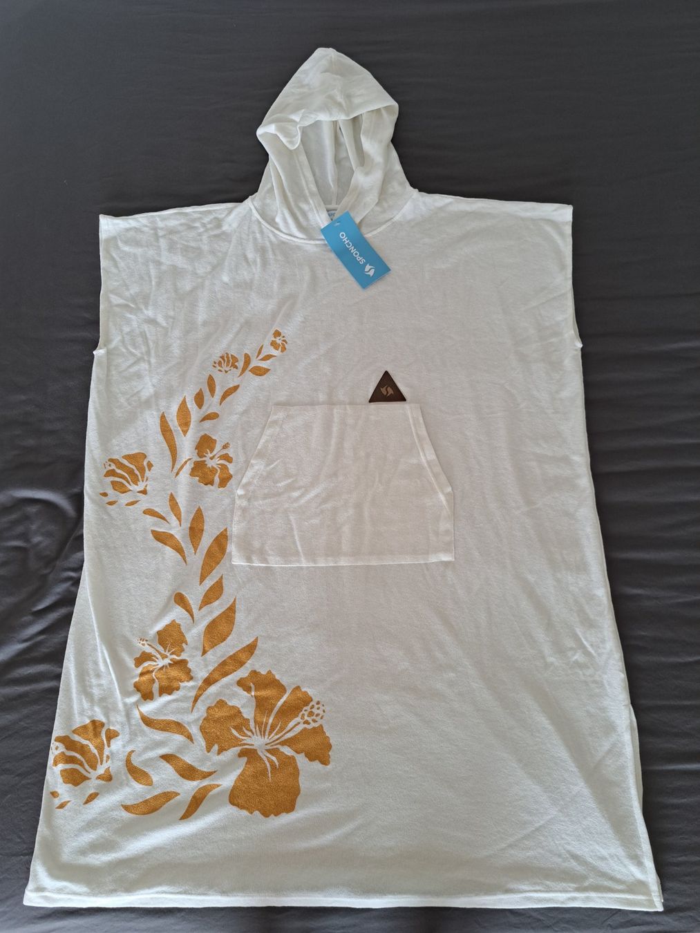 Accappatoi: Bade/Surf Poncho, weiss mit Hibiskusblüten – Nuovo e nell'imballaggio originale da Thalwil venduto da Pescara13