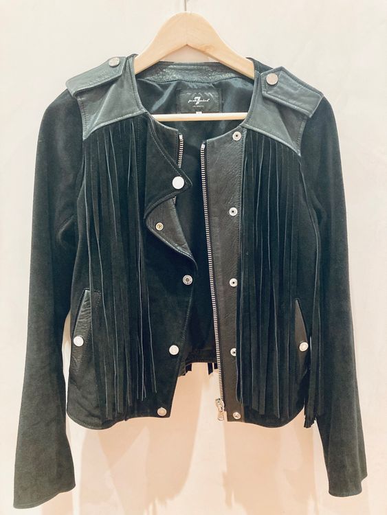 7 for all mankind beautiful Leather jacket with fringes Neu gem ss Beschreibung in Chiasso