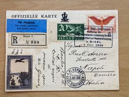 Flugpostkarte 1928 Basel Schaffhausen mit Vigniette