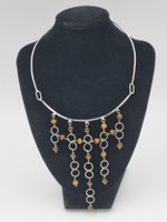 Silbercollier mit Tigeraugekugeln, 800 Silber skand. Stil
