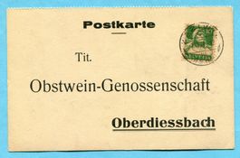 Postkarte von Zäziwil nach Oberdiessbach 1924