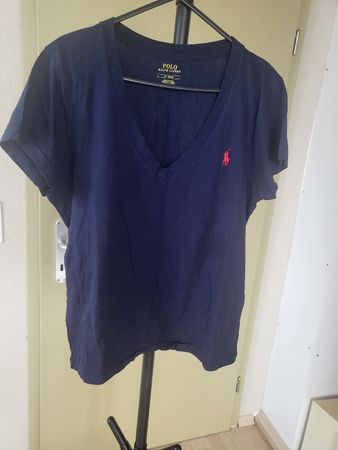 Polo Ralph Lauren T-Shirt, Navy Blue, V-Neck, Size M