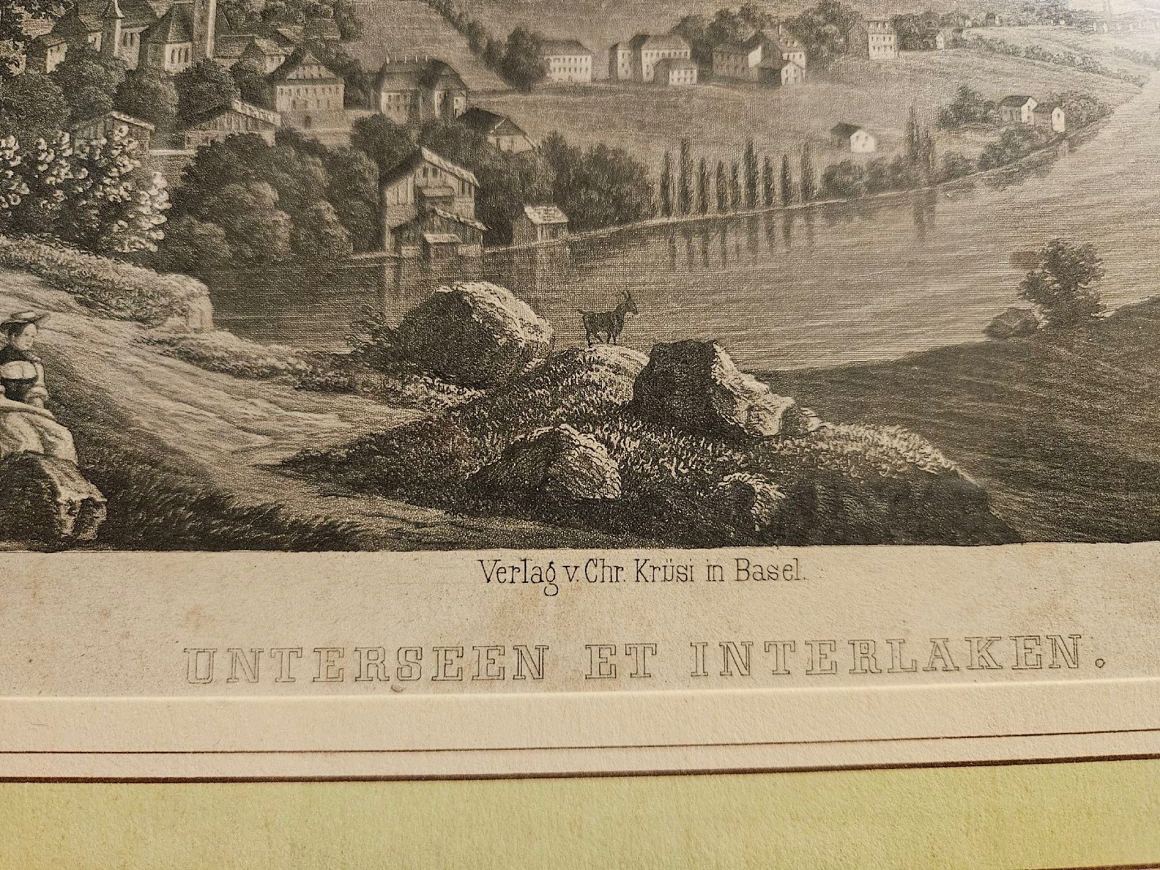 Incisioni: Unterseen Interlaken Stich gerahmt  antik – Usato da Rorschach venduto da TimelessTrading 1