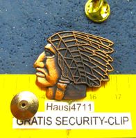 INDIANER HÄUPTLING PIN KUPFRIG GEPRÄGT GESTEMPELT
