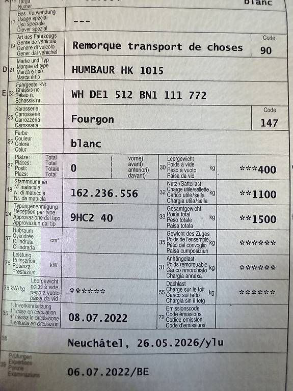 Humbaur Remorques: Remorque fermée humbaur – D'occasion à Fleurier par MBR_2808 4