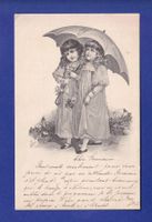 ENFANT - Jeunes filles sous leur parapluie