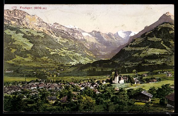 Ansichtskarten: Frutigen, Dorf mit Kirche und Bergpanora – Gebraucht aus Berlin von bartko-reher