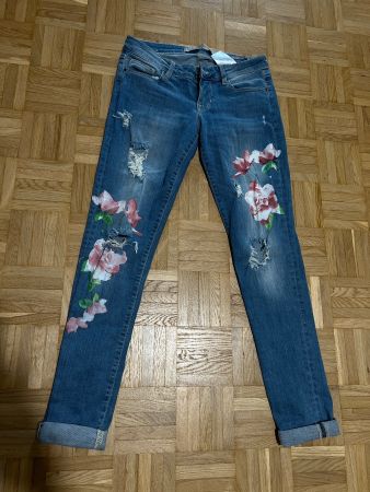 Guess Skinny Jeans mit Blumenprint Damen Gr. 27