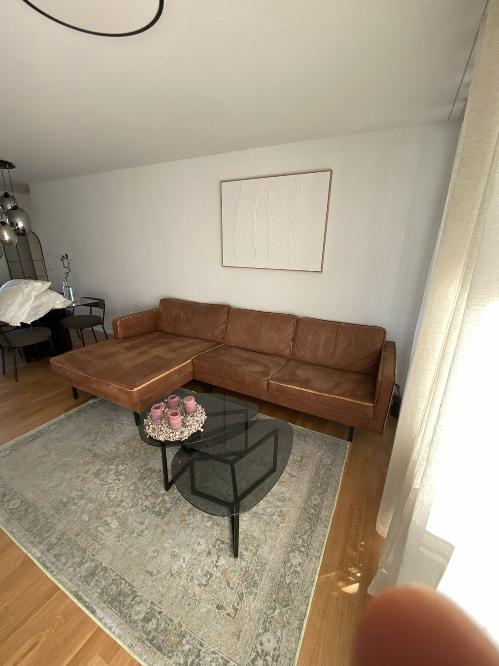 Divani: Ecksofa rechts Recycling-Leder cognac – Usato da Oberuzwil venduto da Avogiu93 1
