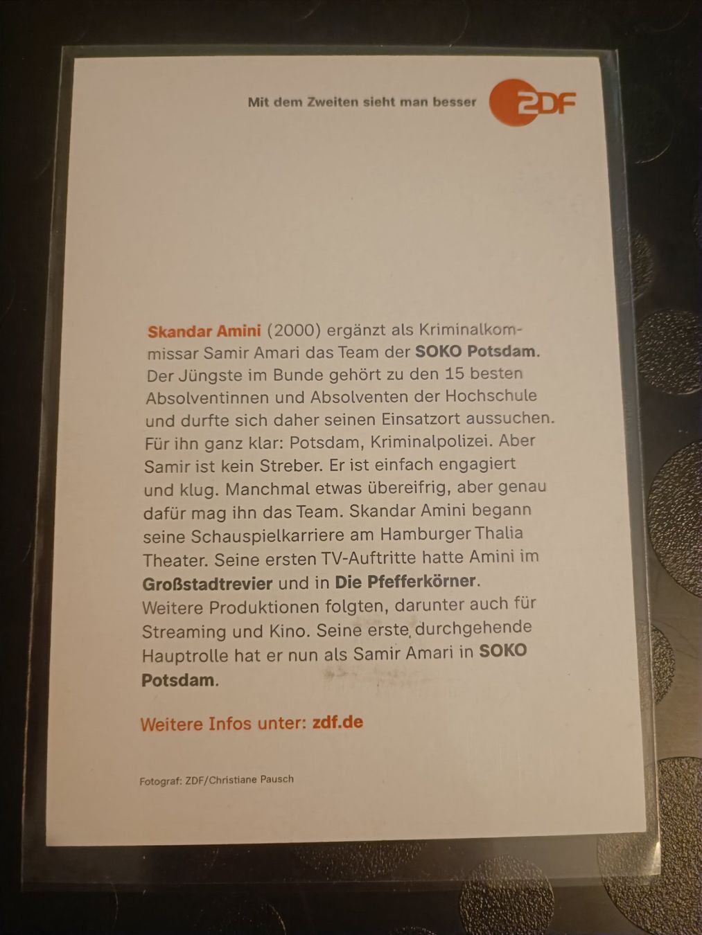 Autografi: Skandar Amini  - handsigniert - SOKO Potsdam – Usato da Menziken venduto da Artographs 1